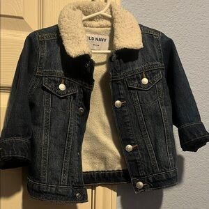Old Navy Kids Dark Blue Denim Jacket with Cream Collar